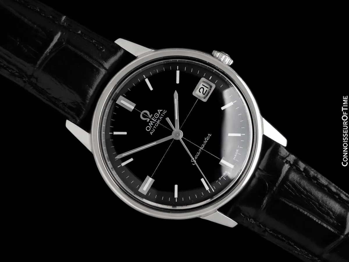 1966 Omega Seamaster Mens Vintage Cal. 565 Watch with Crosshair Dial, Automatic, Date - Stainless Steel