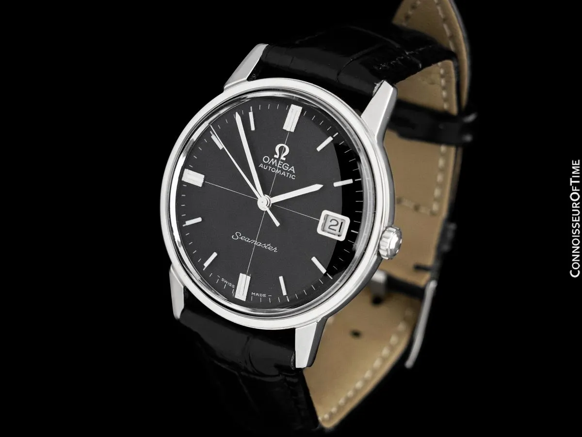 1966 Omega Seamaster Mens Vintage Cal. 565 Watch with Crosshair Dial, Automatic, Date - Stainless Steel