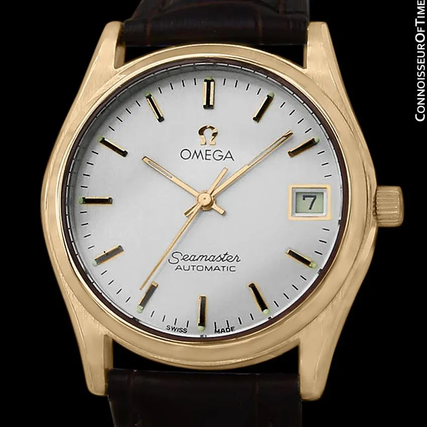 1970's Omega Seamaster Vintage Mens Watch with Quick-Setting Date - 18K Gold Plated & Stainless Steel