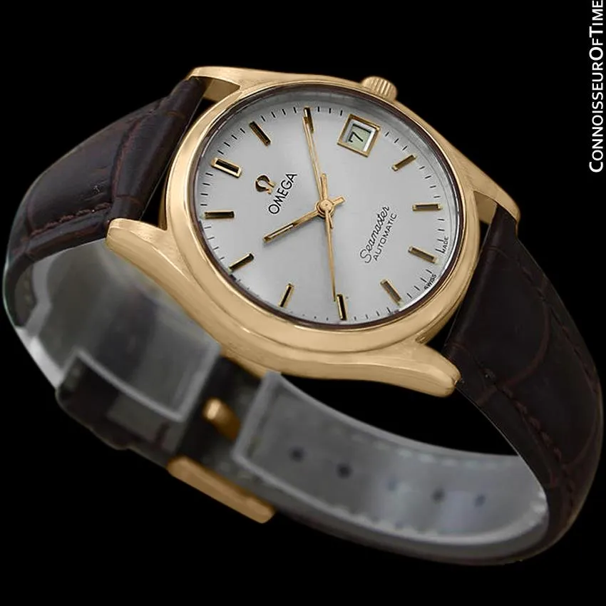 1970's Omega Seamaster Vintage Mens Watch with Quick-Setting Date - 18K Gold Plated & Stainless Steel