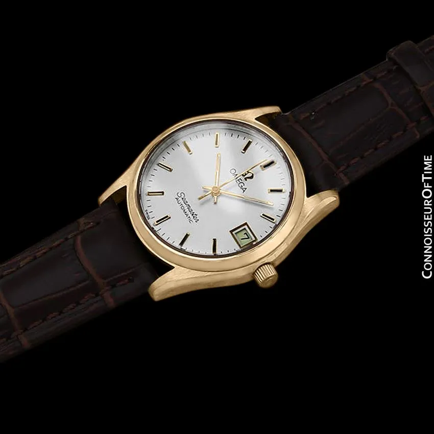 1970's Omega Seamaster Vintage Mens Watch with Quick-Setting Date - 18K Gold Plated & Stainless Steel