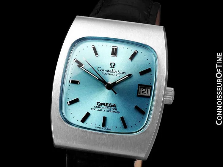 1972 Omega Constellation Mens Automatic Chronometer Watch with Tiffany Blue Dial - Stainless Steel