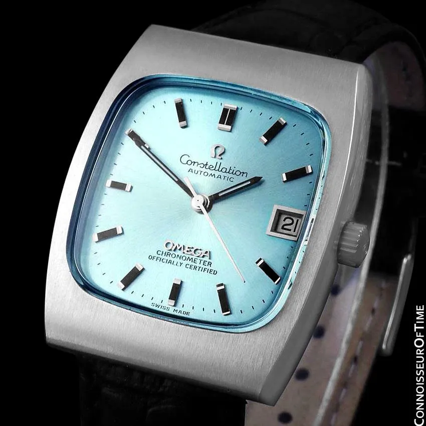 1972 Omega Constellation Mens Automatic Chronometer Watch with Tiffany Blue Dial - Stainless Steel