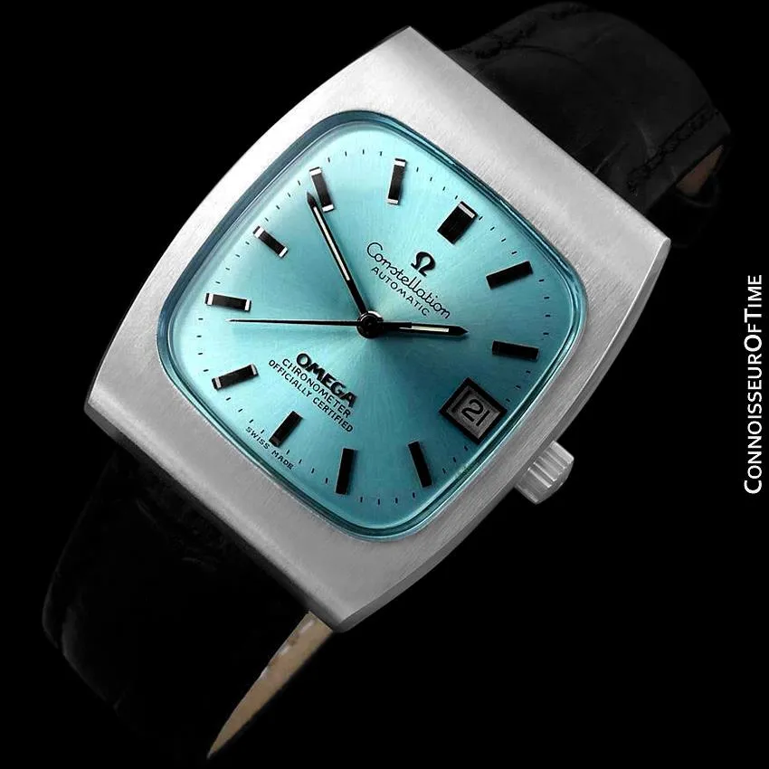 1972 Omega Constellation Mens Automatic Chronometer Watch with Tiffany Blue Dial - Stainless Steel