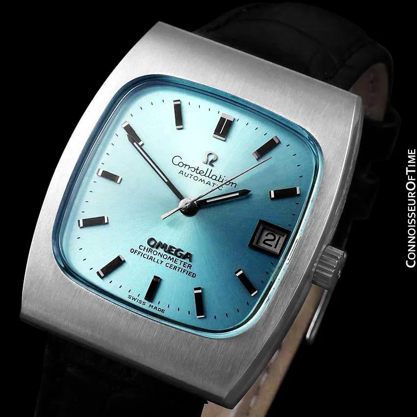 1972 Omega Constellation Mens Automatic Chronometer Watch with Tiffany Blue Dial - Stainless Steel