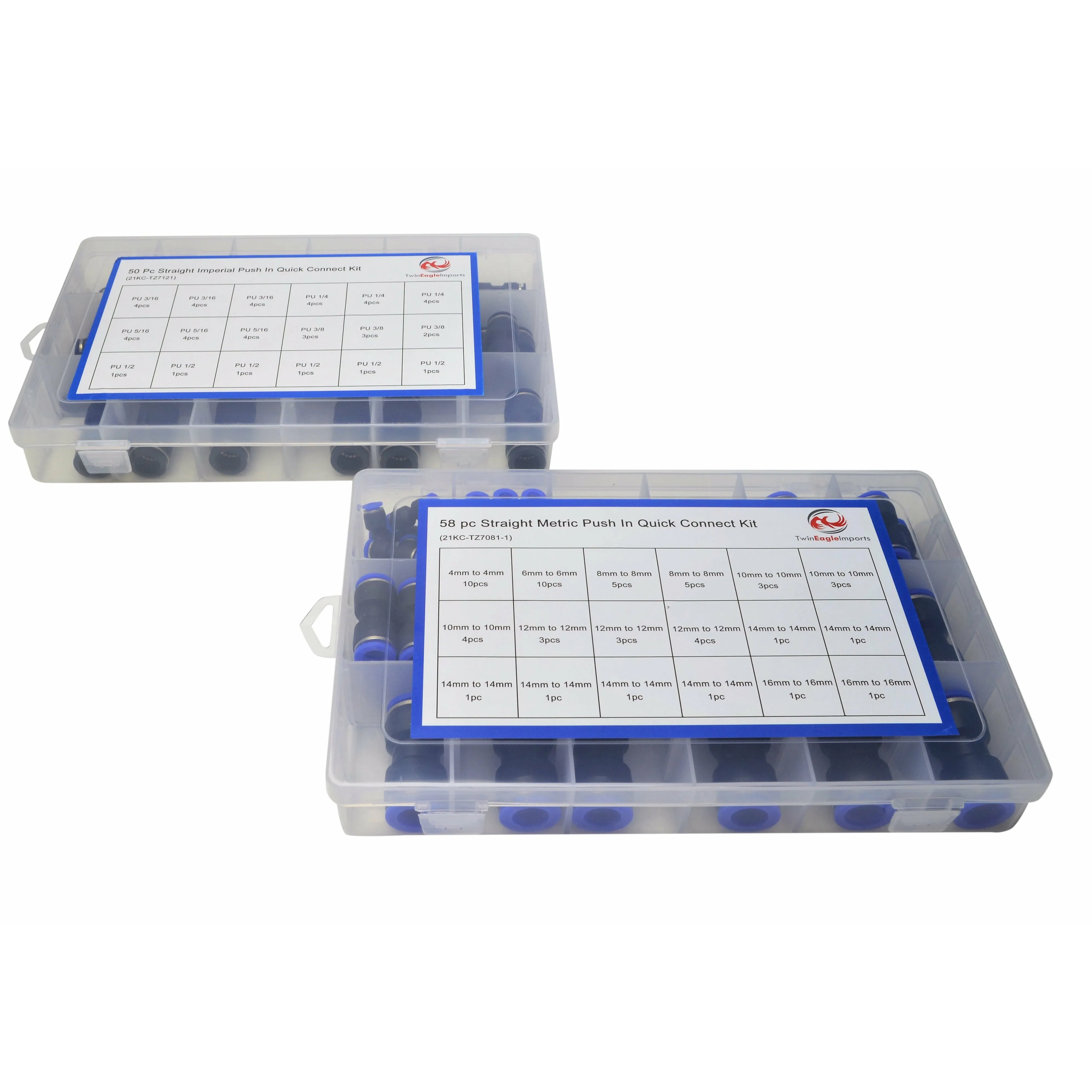 50pc Imperial & 58 PC Metric Quick Connect Grab Kit Assortment