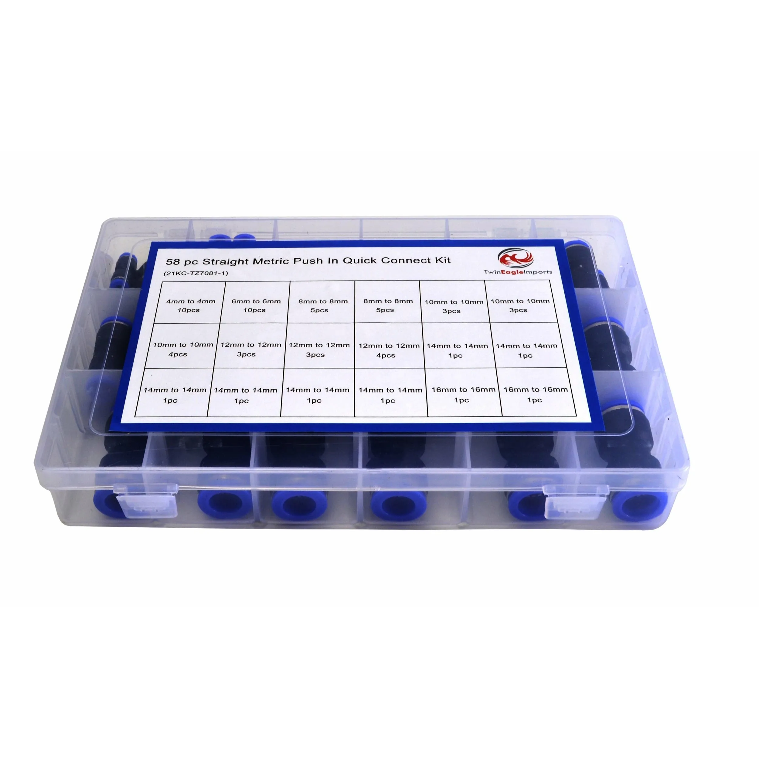 58 pc Pushfit air joiner Metric Quick Connect Grab Kit Assortment