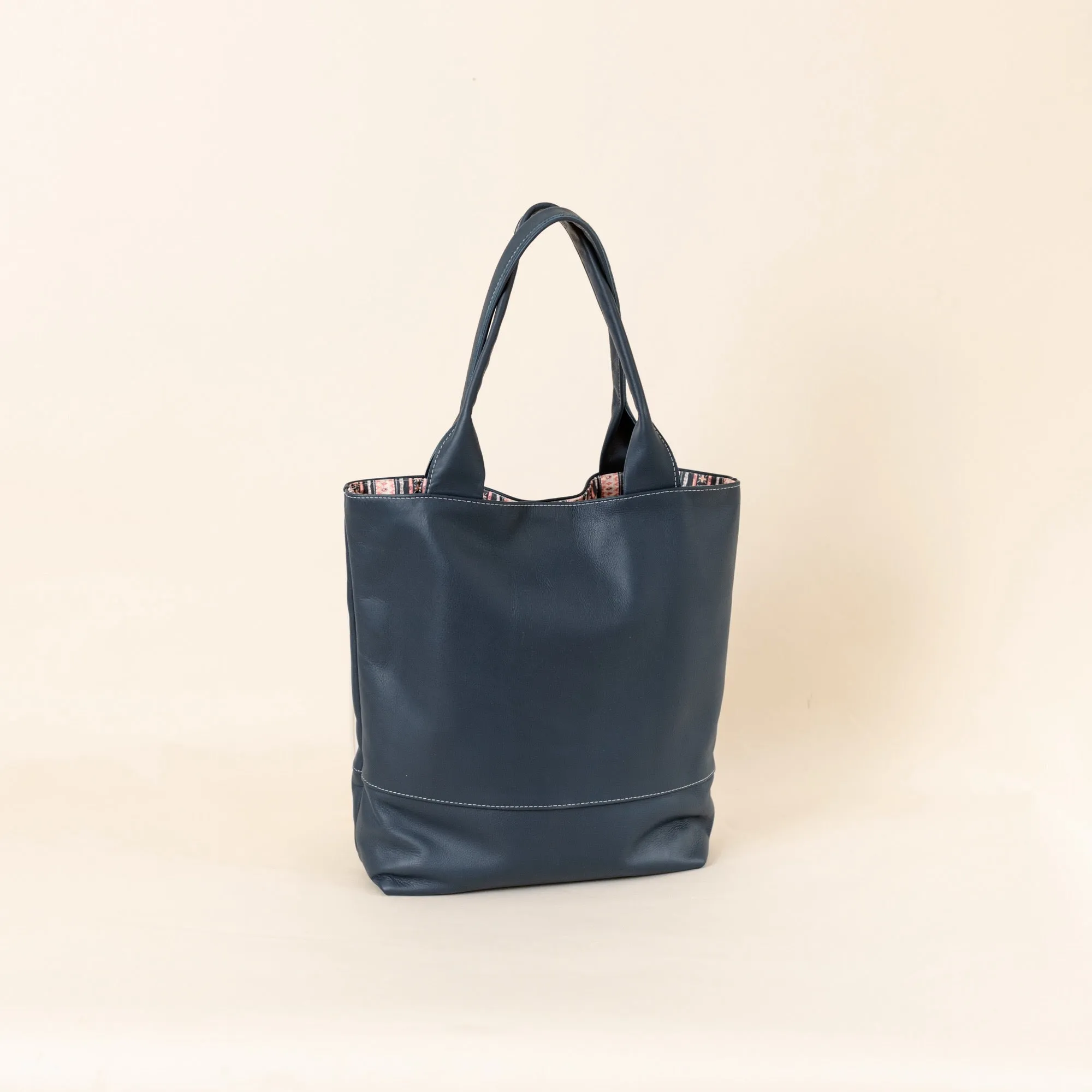 Abbey Tote All Leather Atlantic Blue Washable