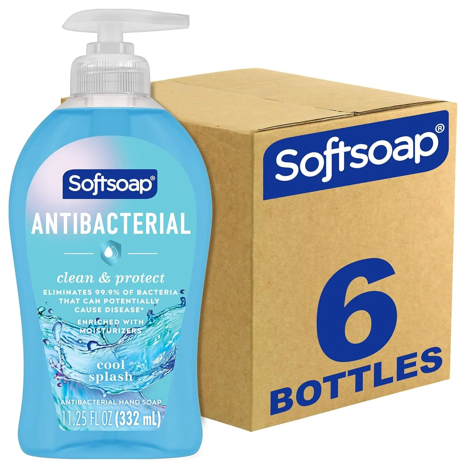 Antibacterial Liquid Hand Soap, Crisp Clean Scent Hand Soap, 11.25 Ounce, 6 Pack