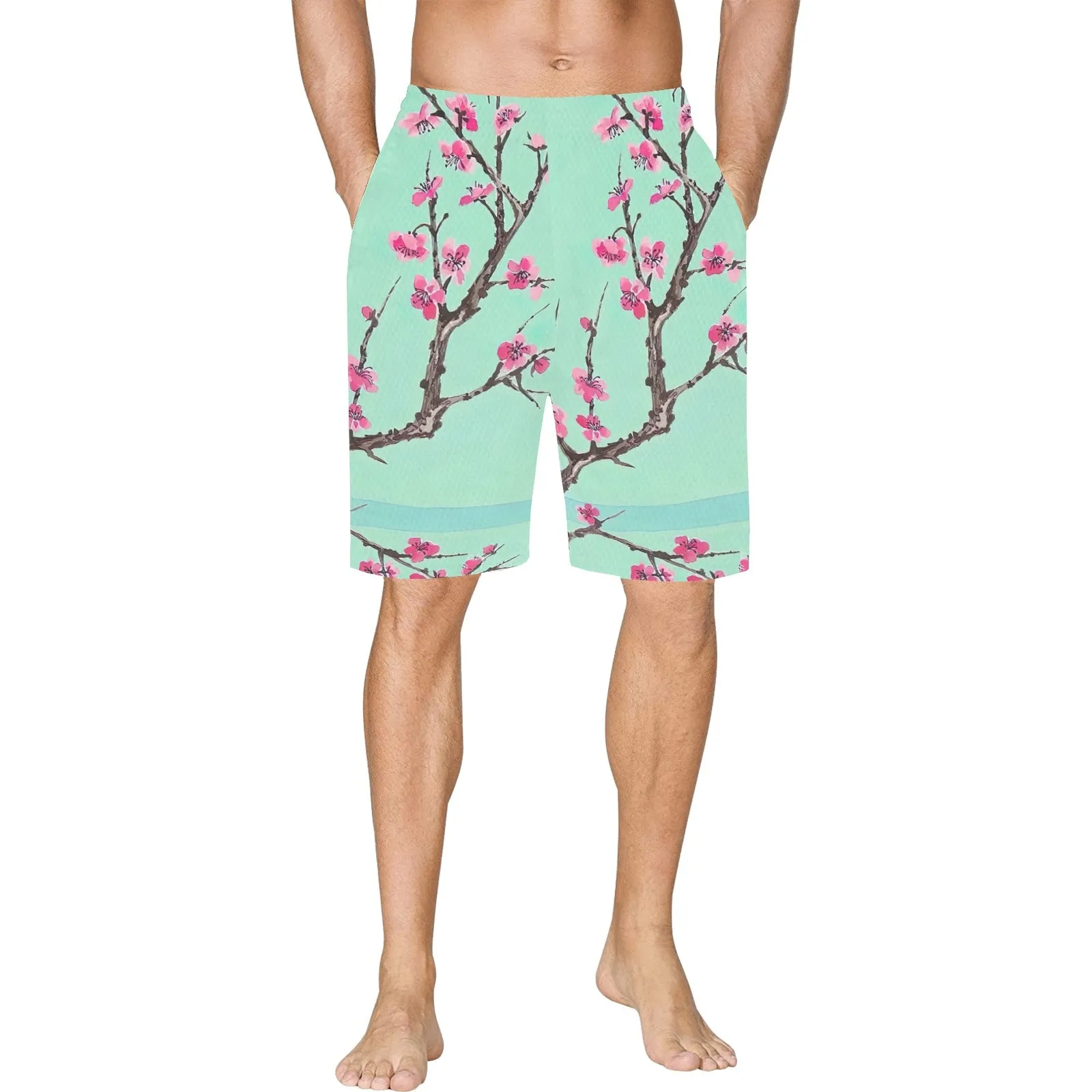 Arizona Green Tea Pattern All Over Print Basketball Shorts With Pockets