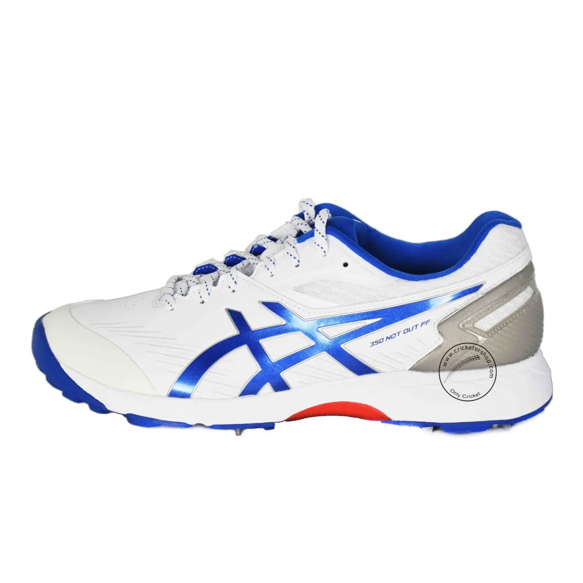 Asics 350 Not Out FF Spikes White / Tune Blue Cricket Shoes Size