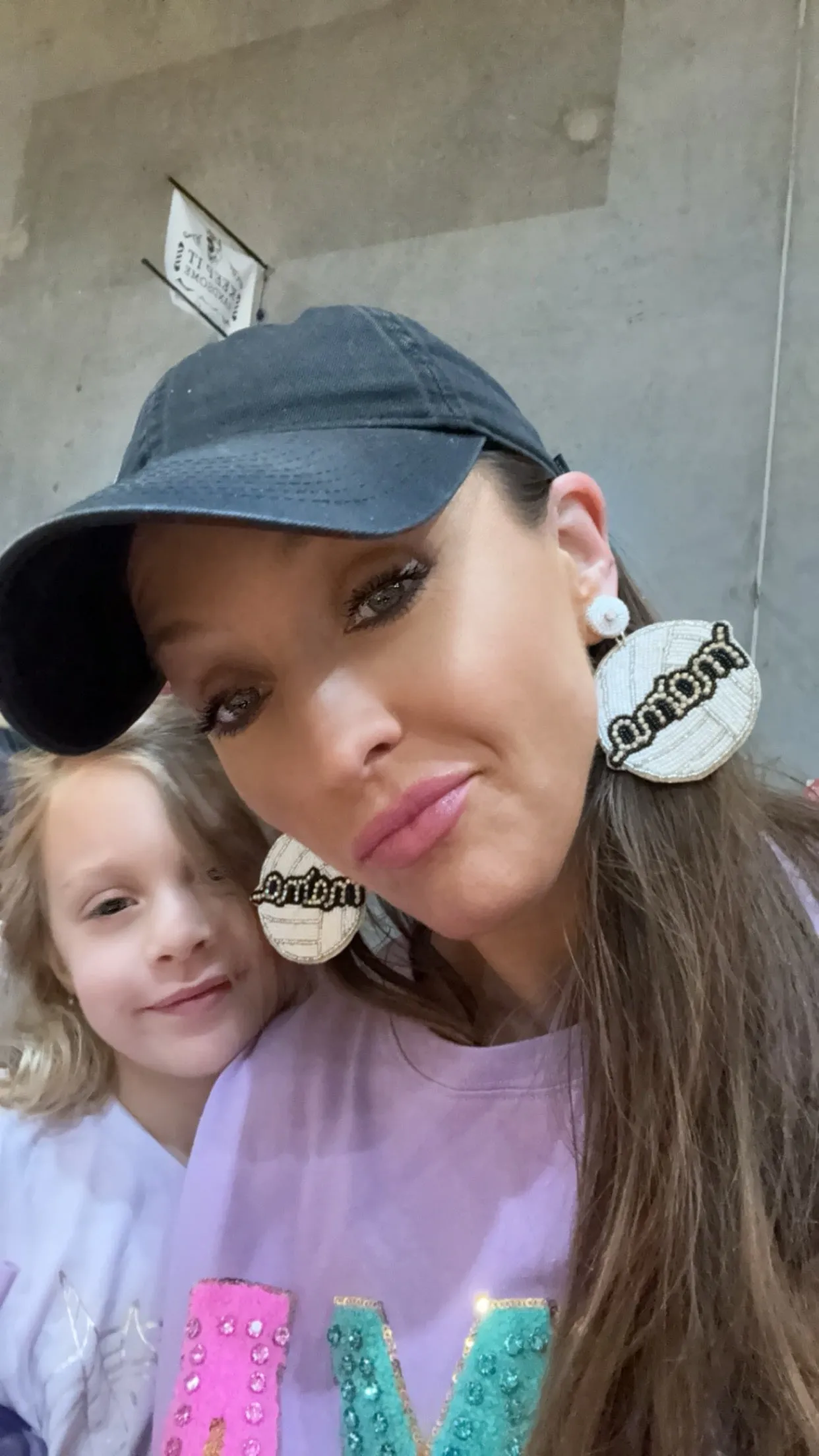 Beaded Rhinestone Mom or Mama Sporty Earrings