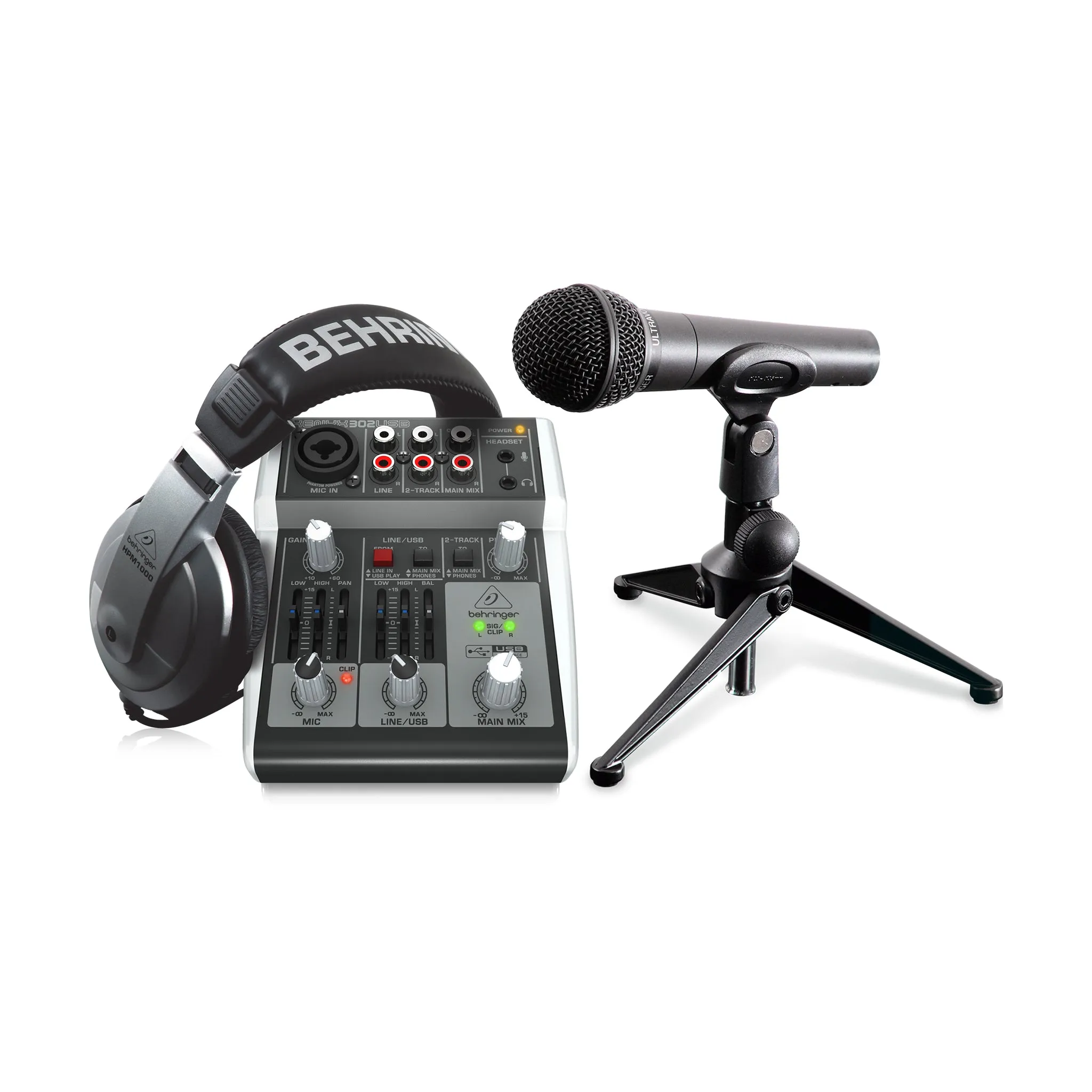 Behringer PODCASTUDIO 2 USB Podcasting Bundle w/ Mixer, Mic, and Headphones