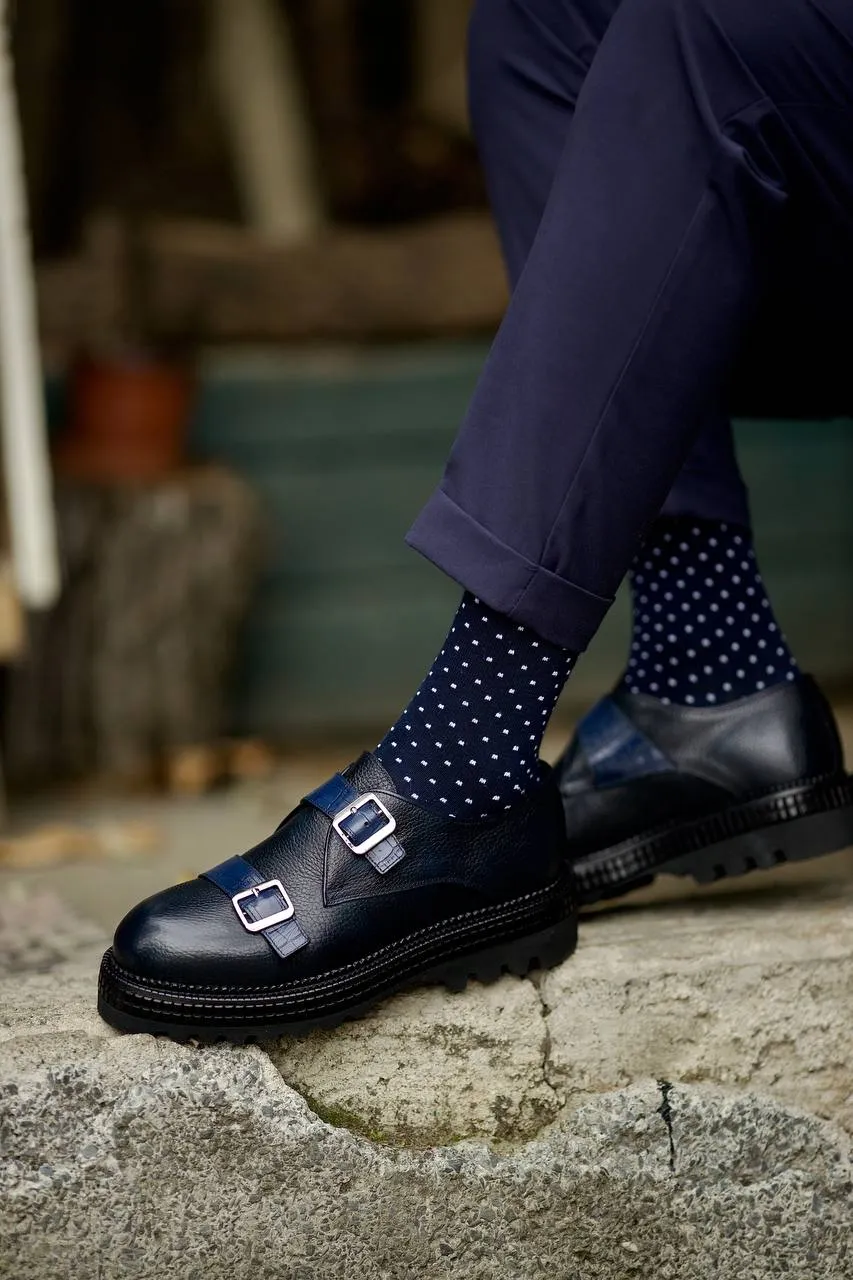 Blue Monk Strap Chunky Shoes