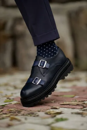 Blue Monk Strap Chunky Shoes