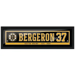 Boston Bruins Bergeron Framed Player Name Bar with Replica Autograph