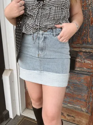 Bri Cuff  Denim Mini Skirt