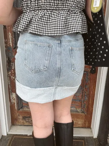 Bri Cuff  Denim Mini Skirt