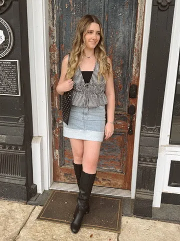 Bri Cuff  Denim Mini Skirt