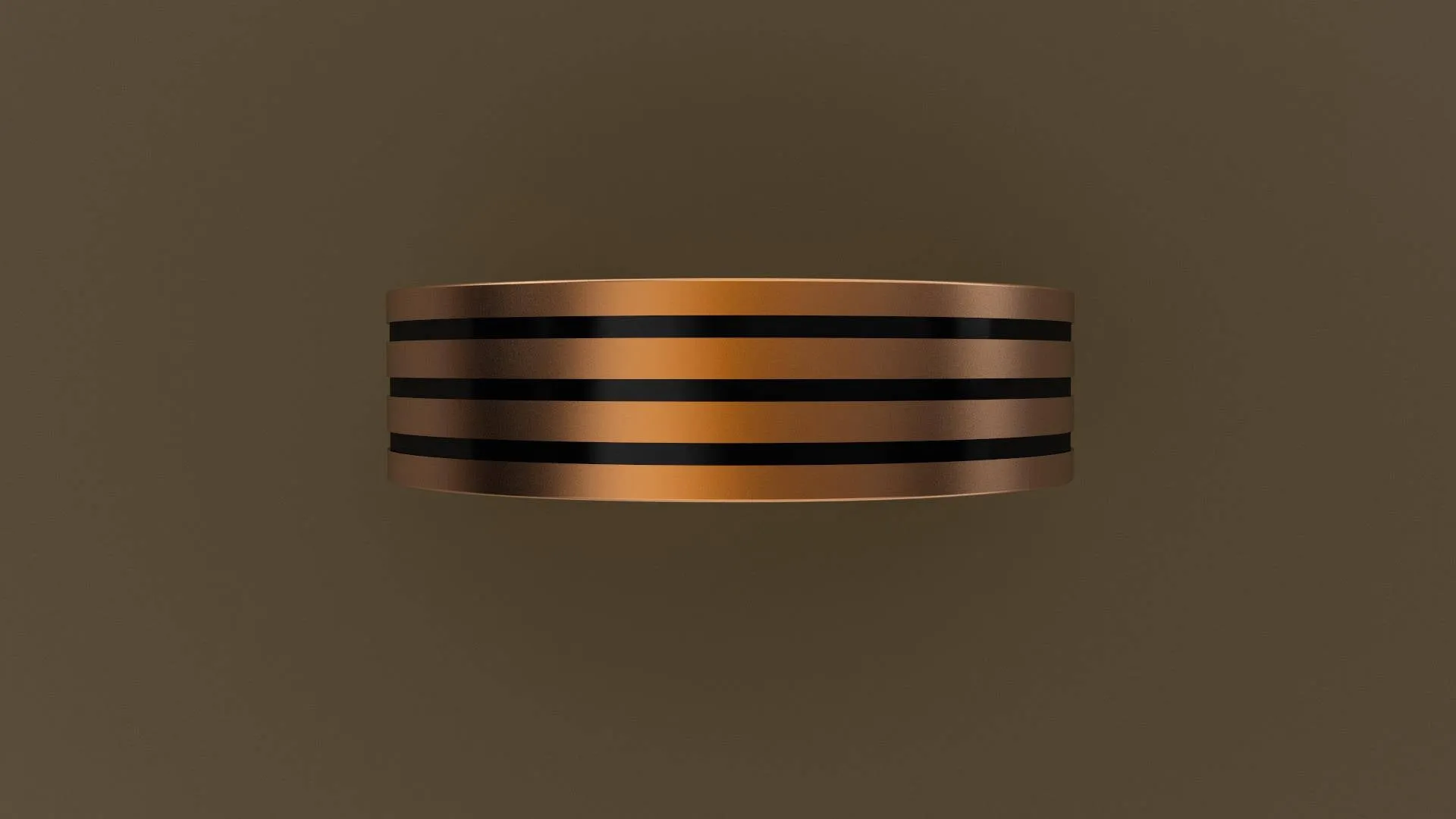 Brushed Rose Gold 6mm Triple Black Groove Wedding Band