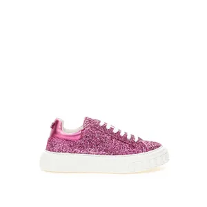 Casadei Pink Fabric And Leather Sneaker