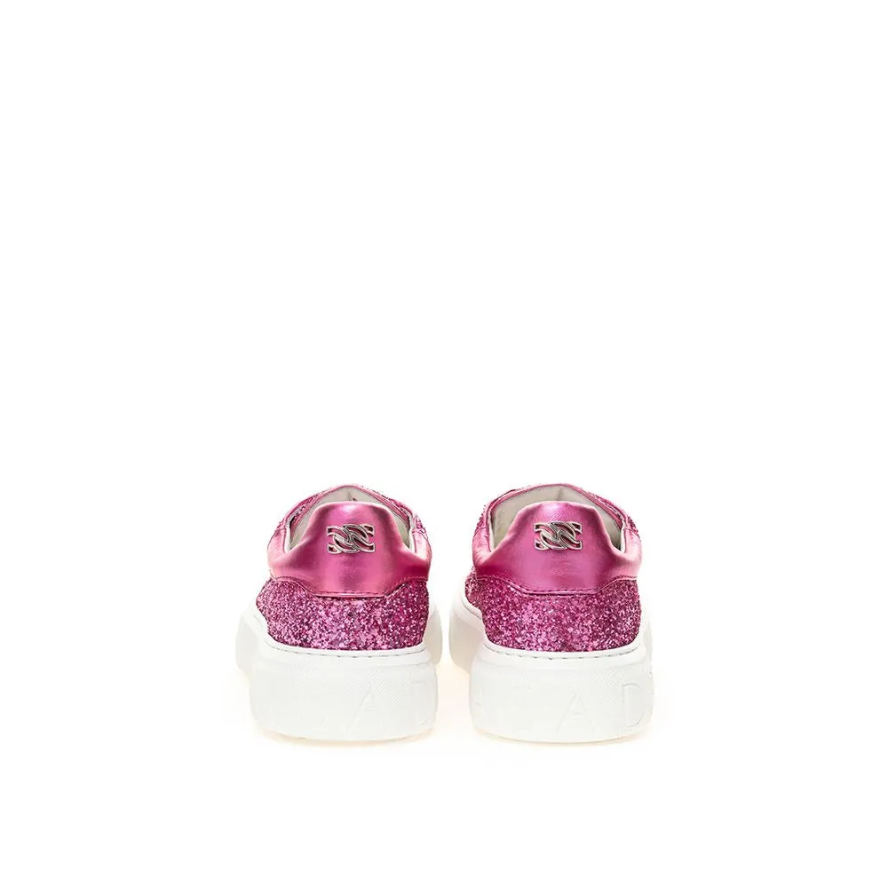 Casadei Pink Fabric And Leather Sneaker