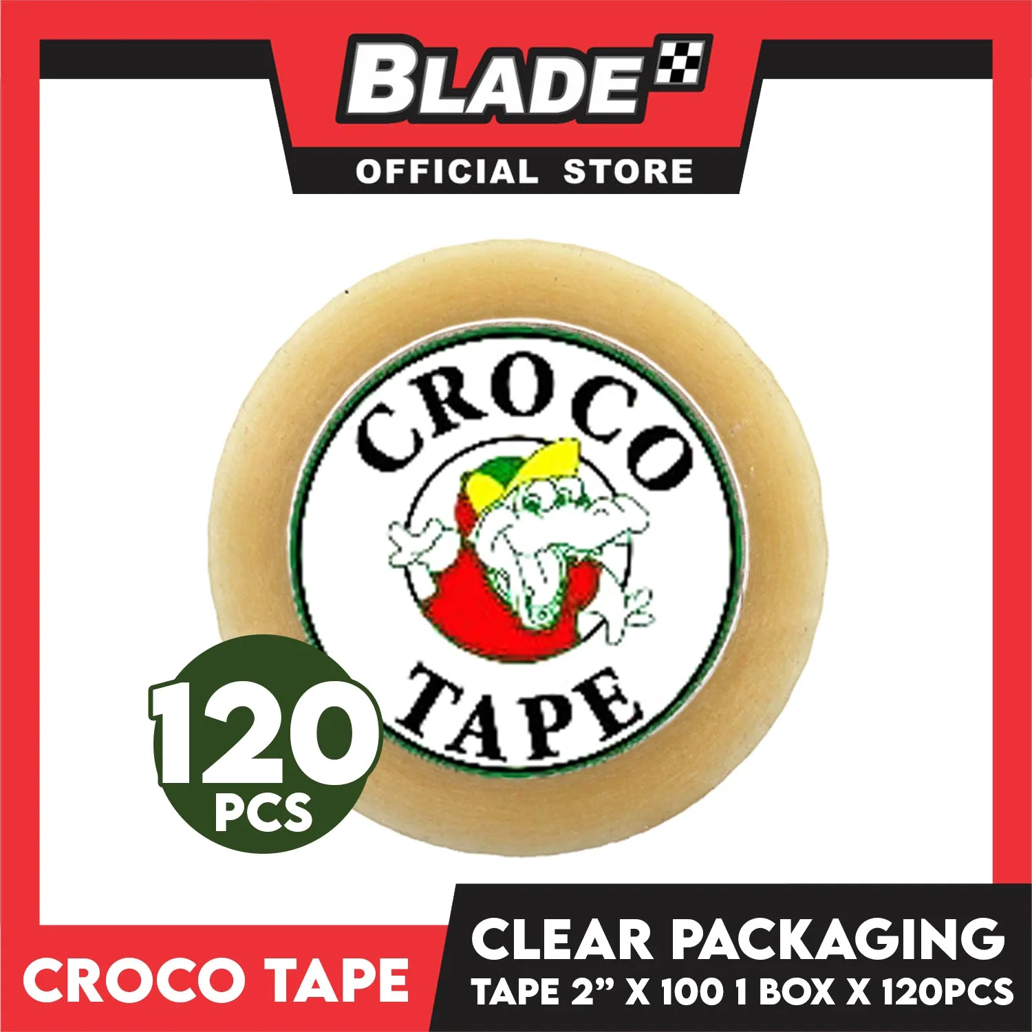 Croco Tape Clear Packaging Tape 2" x 100M (Clear) Bundle of 12
