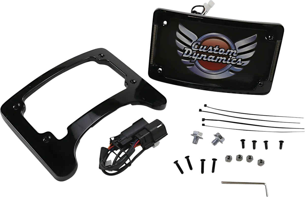 Custom Dynamics TS-ELIM-06BCM-B Turn Signal Eliminator with Tri-Radius Iluminated Plate Frame - Gloss Black