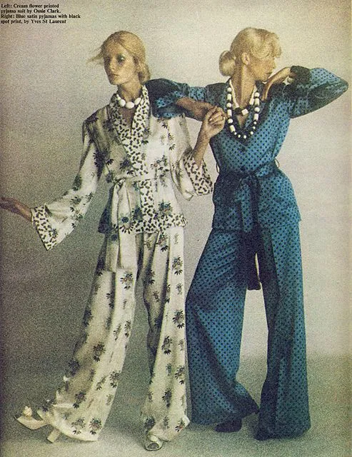 Extraordinary 1973 Ossie Clark & Celia Birtwell Documented Ivory Moss Crepe w Floral