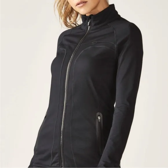 Fabletics Jojo Performance Jacket Black Size Medium Tech Ready Thumb Holes
