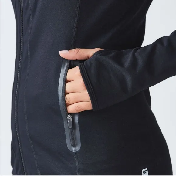 Fabletics Jojo Performance Jacket Black Size Medium Tech Ready Thumb Holes