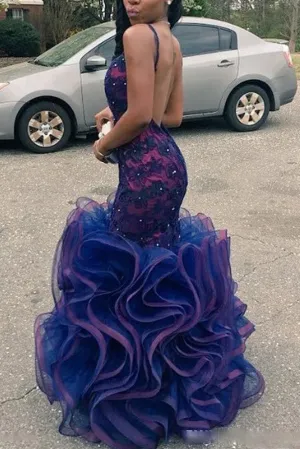 Fabulous Open Back Deep V-neck Organza Prom Dress,Prom Dress with Appliques,SVD426