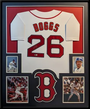 FRAMED BOSTON RED SOX WADE BOGGS AUTOGRAPHED SIGNED JERSEY BECKETT HOLO