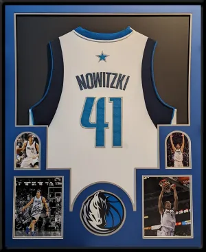 FRAMED DALLAS MAVERICKS DIRK NOWITZKI JERSEY WITH AUTOGRAPHED 8x10 PHOTO BECKETT