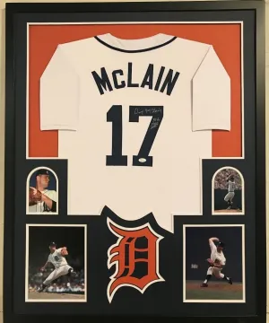 FRAMED DENNY MCLAIN AUTOGRAPHED SIGNED INSCRIBED DETROIT TIGERS JERSEY JSA COA
