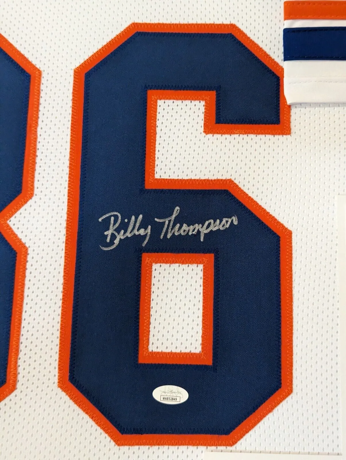 FRAMED DENVER BRONCOS BILLY THOMPSON AUTOGRAPHED SIGNED JERSEY JSA COA