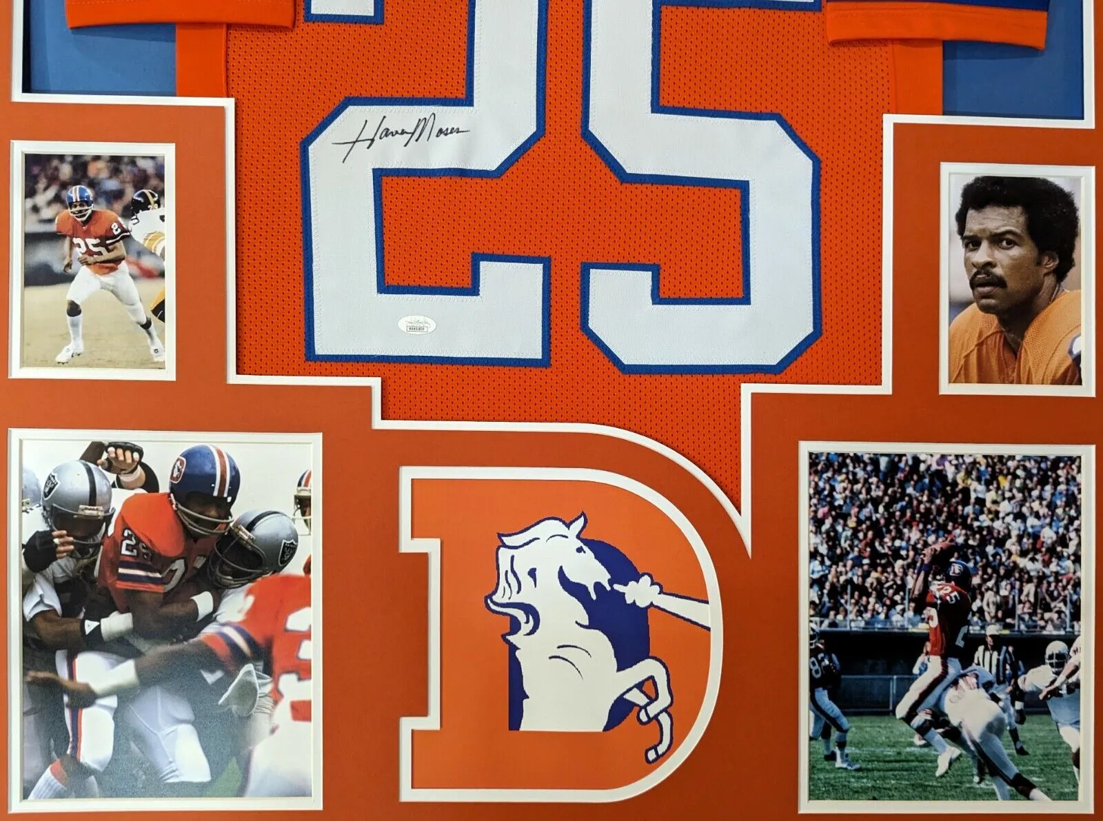 FRAMED DENVER BRONCOS HAVEN MOSES AUTOGRAPHED SIGNED JERSEY JSA COA