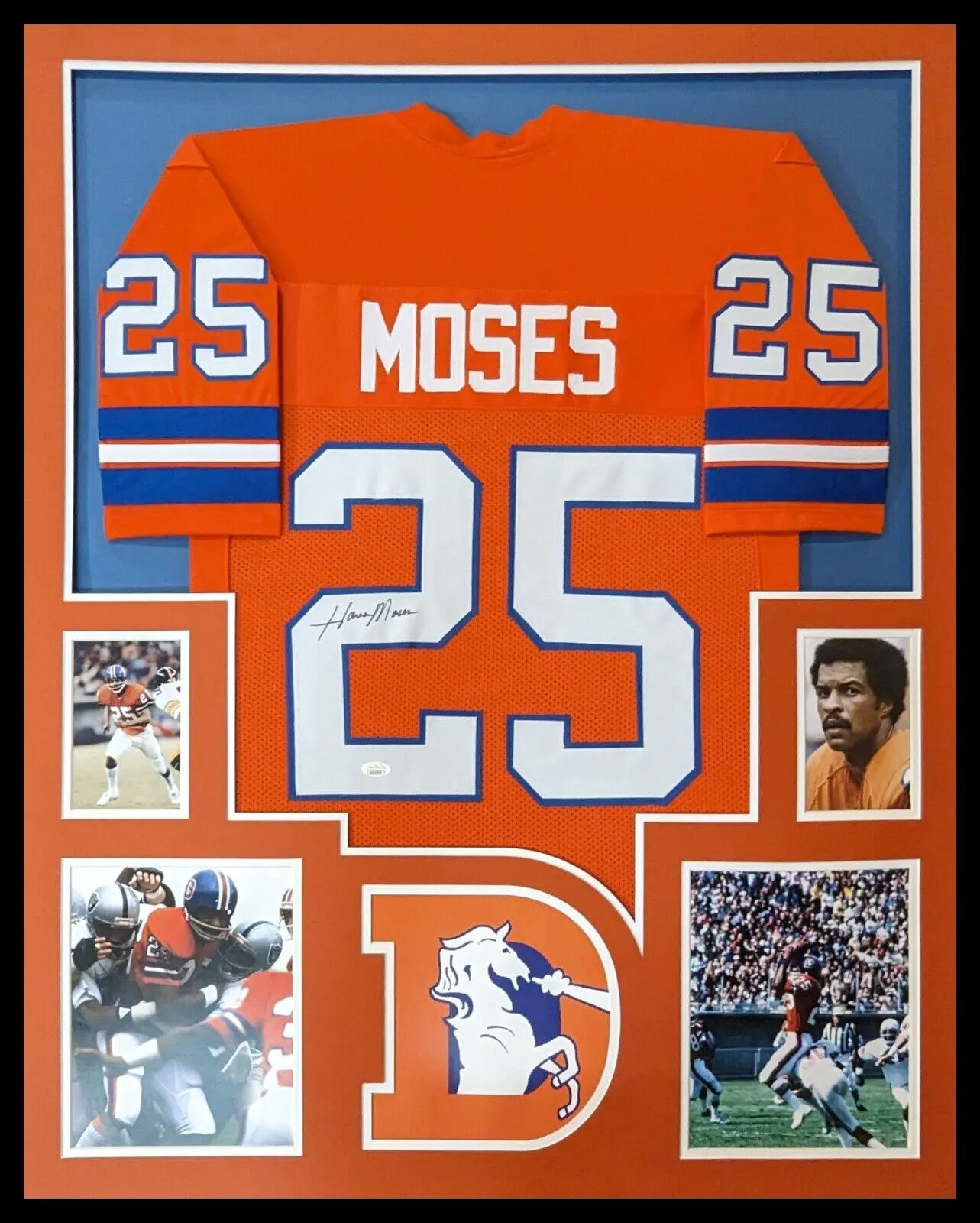 FRAMED DENVER BRONCOS HAVEN MOSES AUTOGRAPHED SIGNED JERSEY JSA COA
