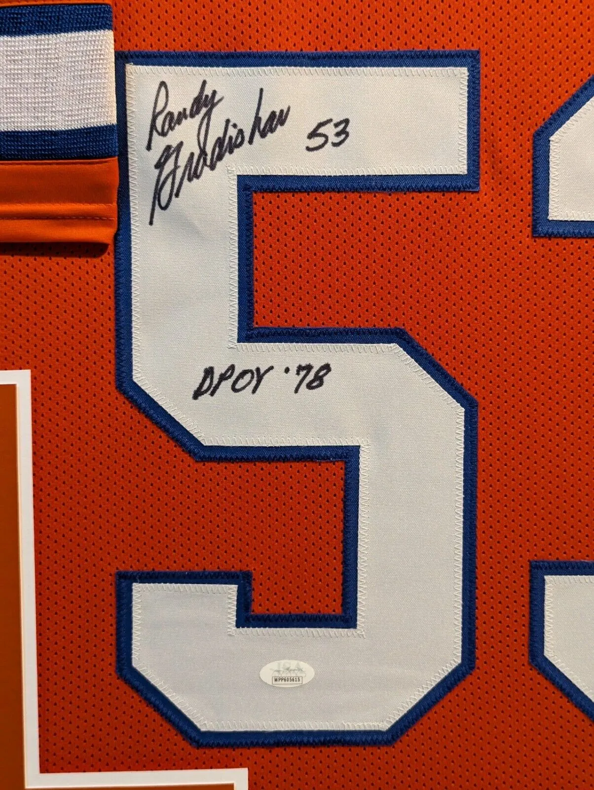 FRAMED DENVER BRONCOS RANDY GRADISHAR AUTOGRAPHED SIGNED JERSEY JSA COA