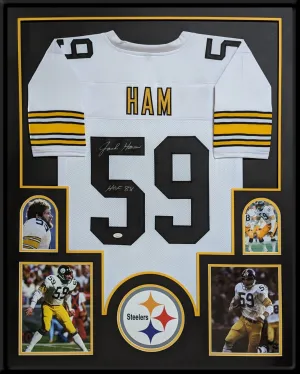 FRAMED JACK HAM AUTOGRAPHED SIGNED INSC PITTSBURGH STEELERS JERSEY JSA COA
