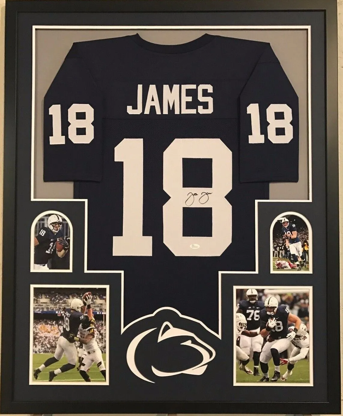 FRAMED JESSE JAMES AUTOGRAPHED SIGNED PENN STATE JERSEY JSA COA