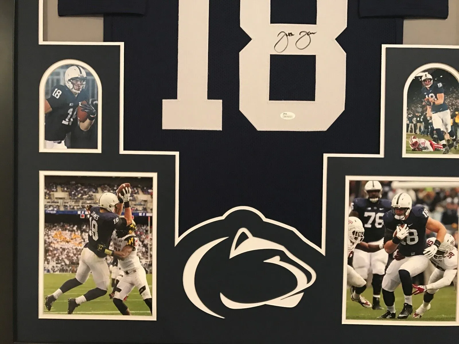 FRAMED JESSE JAMES AUTOGRAPHED SIGNED PENN STATE JERSEY JSA COA