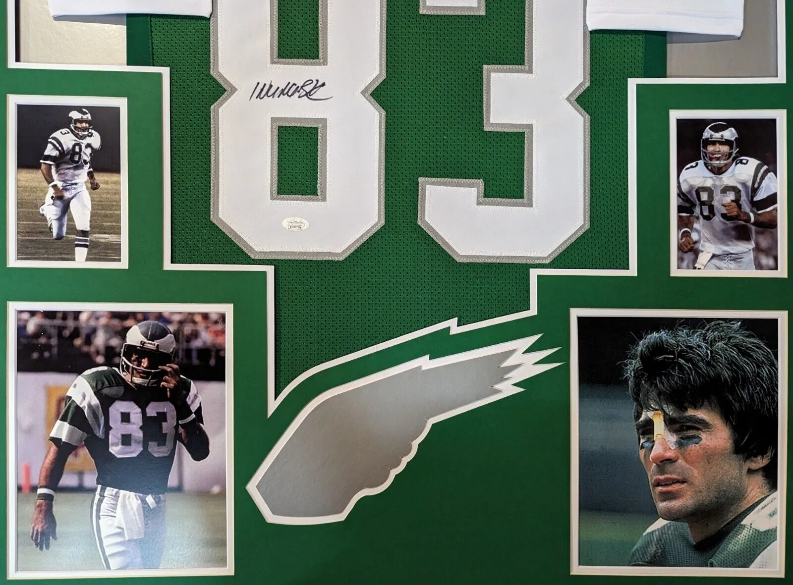 FRAMED PHILADELPHIA EAGLES VINCE PAPALE AUTOGRAPHED INSCRIBED JERSEY JSA COA
