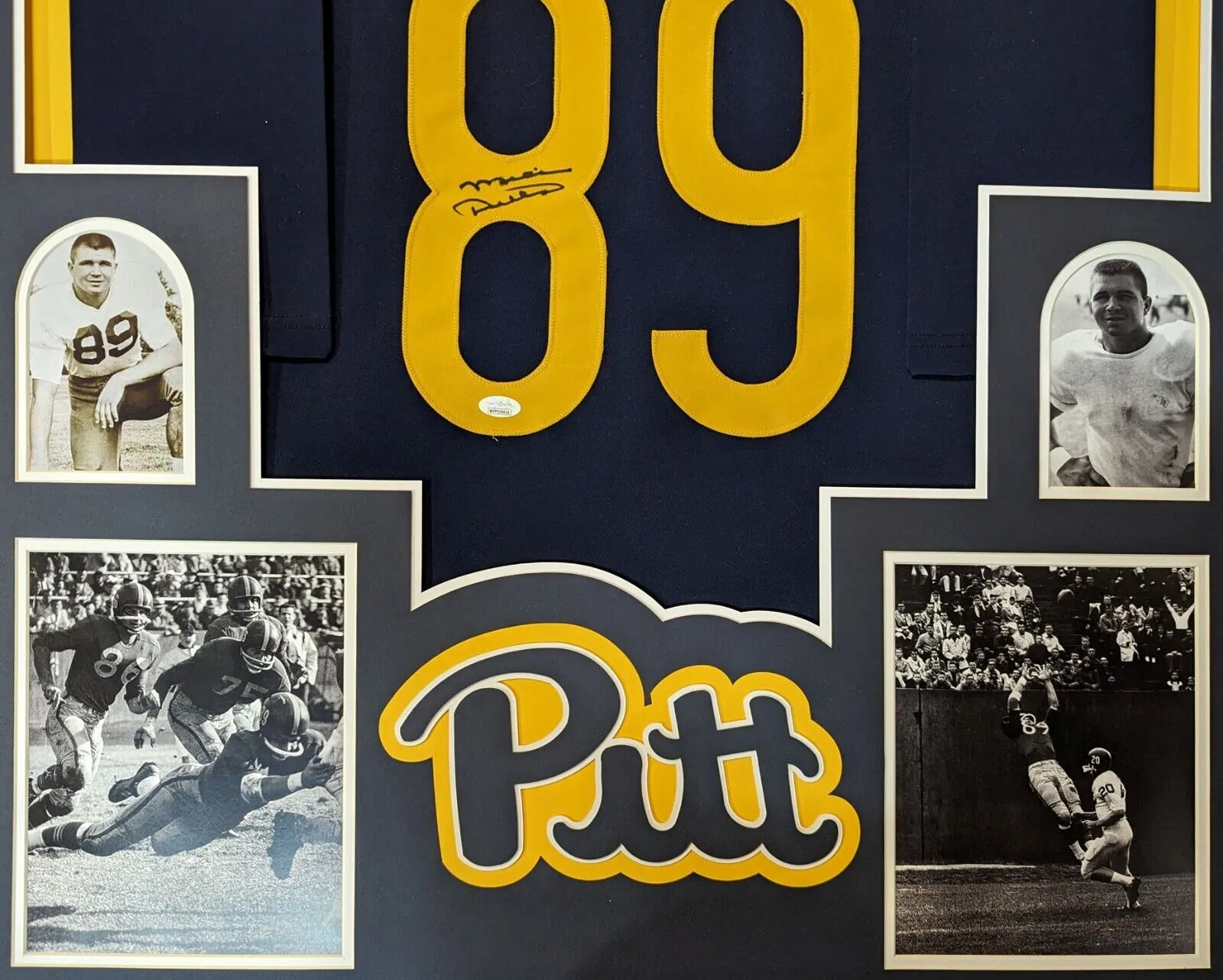 FRAMED PITT PANTHERS MIKE DITKA AUTOGRAPHED SIGNED JERSEY JSA COA