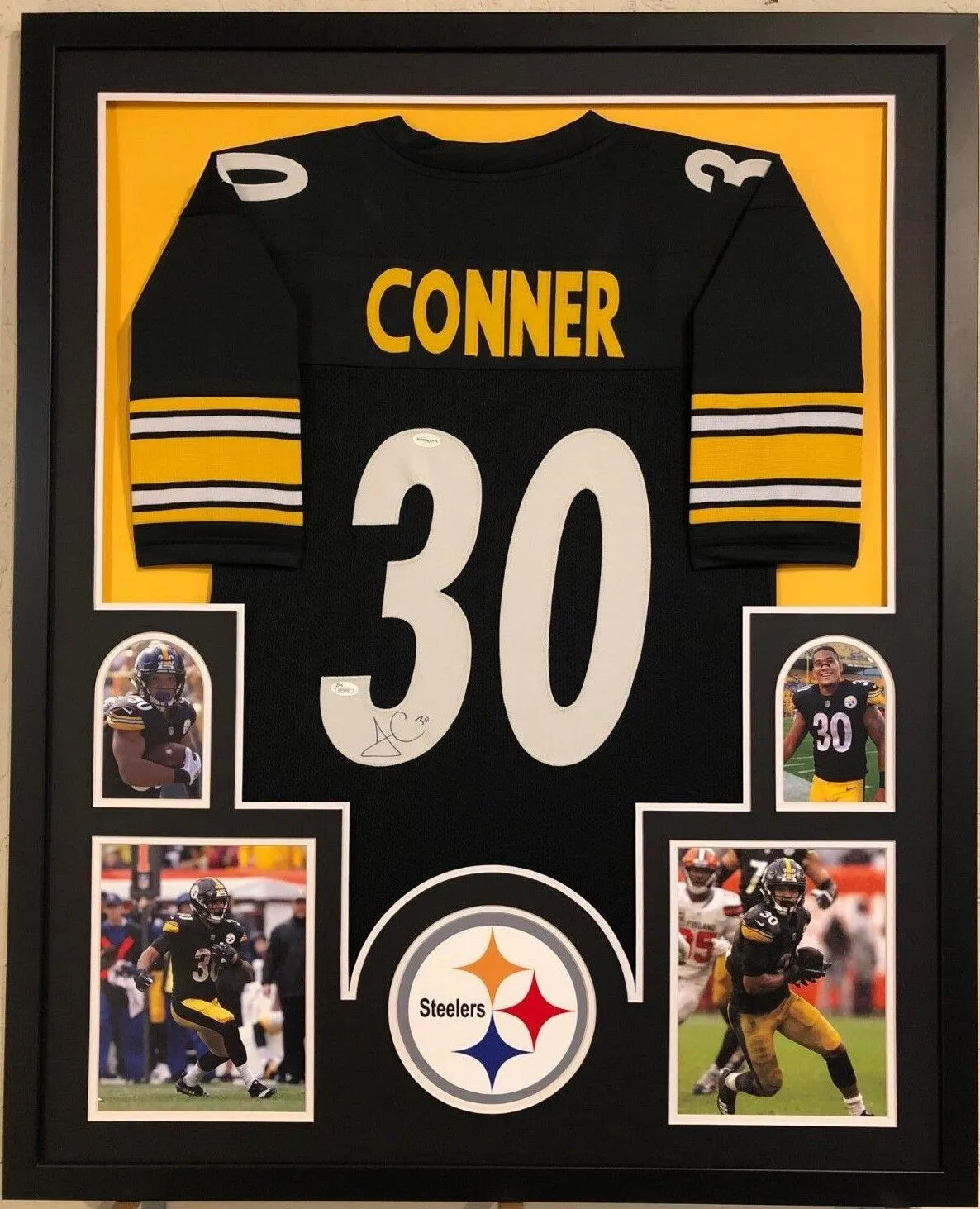 FRAMED PITTSBURGH STEELERS JAMES CONNER AUTOGRAPHED SIGNED JERSEY JSA COA