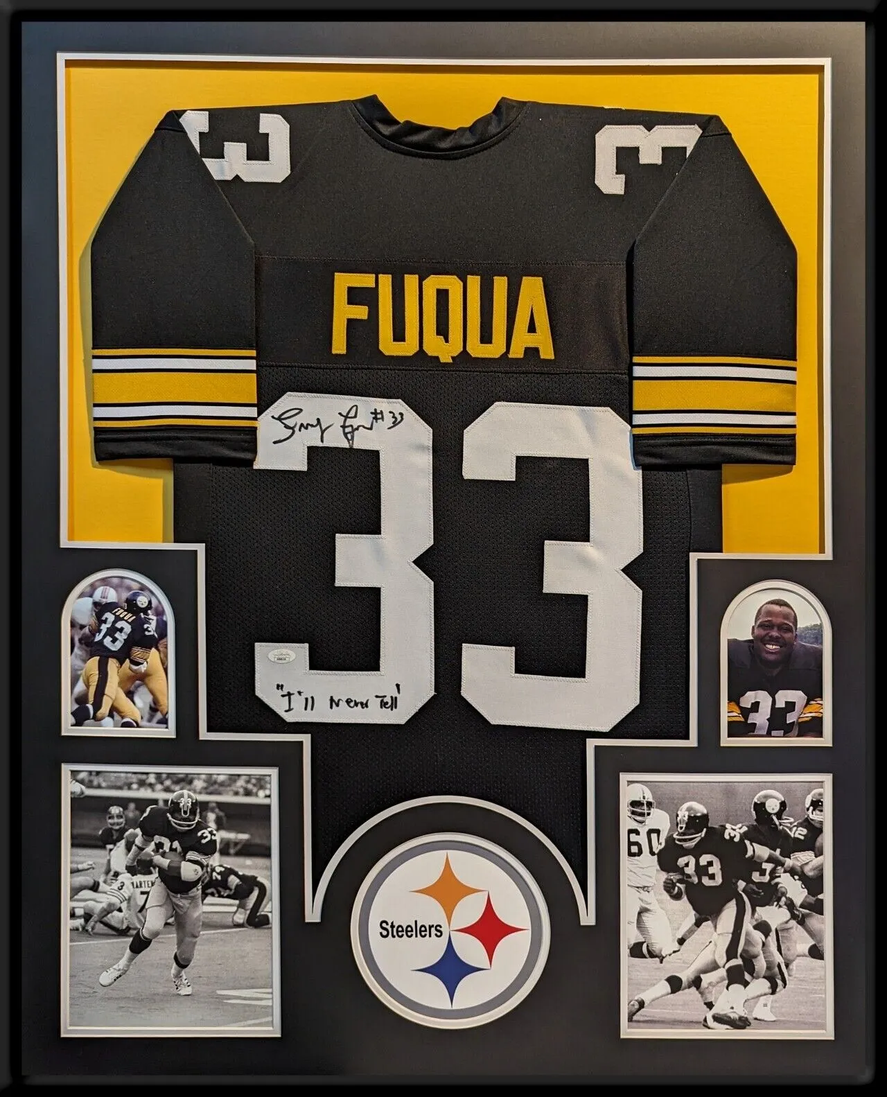 FRAMED PITTSBURGH STEELERS JOHN FRENCHIE FUQUA AUTOGRAPHED SIGNED JERSEY JSA COA