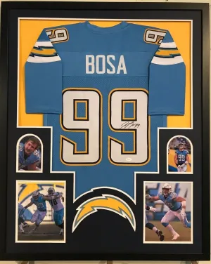 FRAMED SAN DIEGO CHARGERS JOEY BOSA AUTOGRAPHED SIGNED JERSEY JSA COA