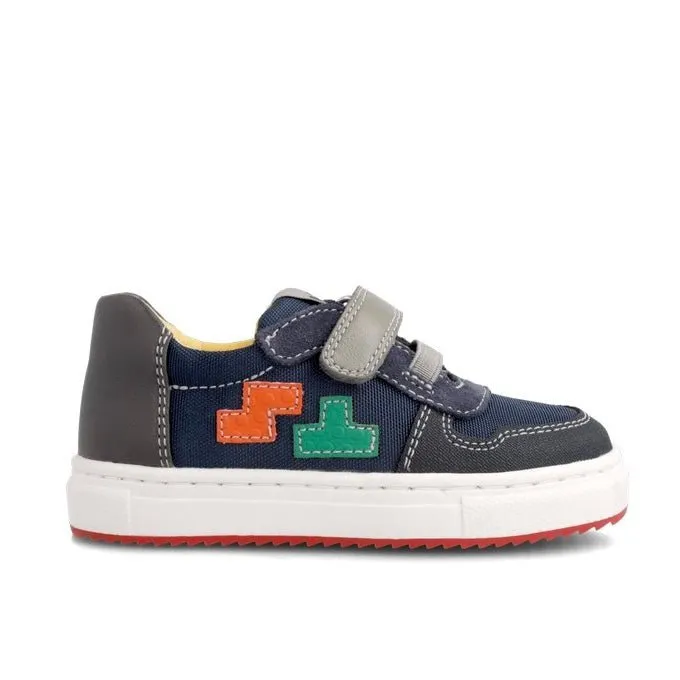 Garvalin - Lucky Runner - Azul Navy/Orange Tetris
