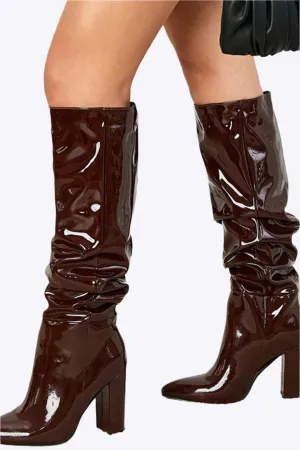 Grace - Elegant Ruched Detailing Woman's Mid Calf Boots