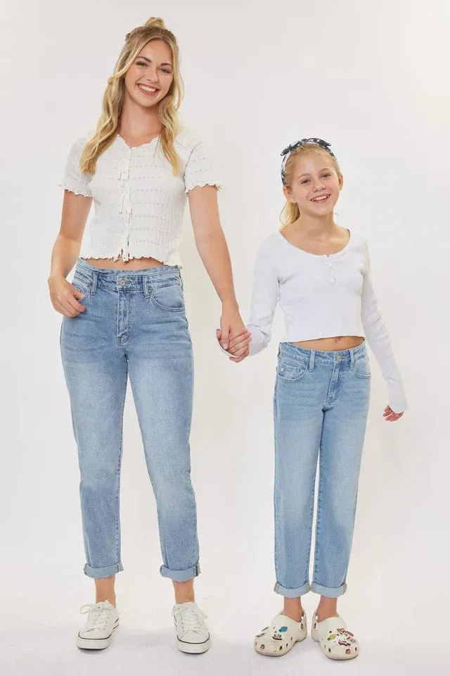 Halo Mid Rise Mini Mom Kid Jeans